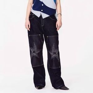 House of Sunny Only Shooting Star Jeans Low Rise Wide Leg Slouchy Streetwear M